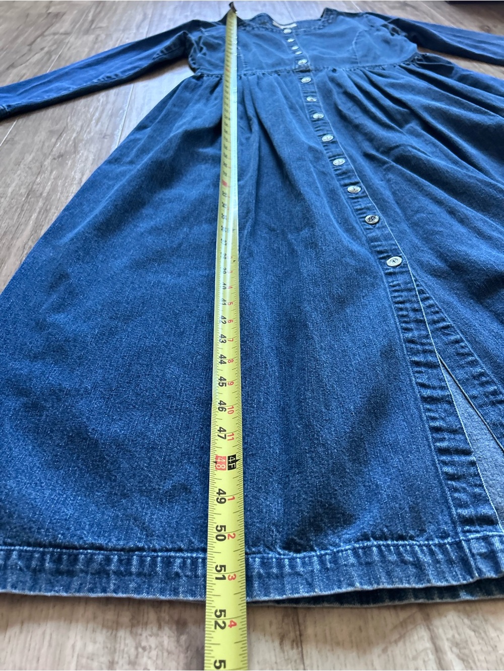 Vintage Denim cowgirl rodeo Long Sleeve Dress Blue cottagecore lagenlook modest - Picture 6 of 7